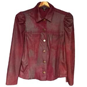DREW Giselle Faux Suede Shirt Jacket Shacket Maroon Burgundy Red Size XS